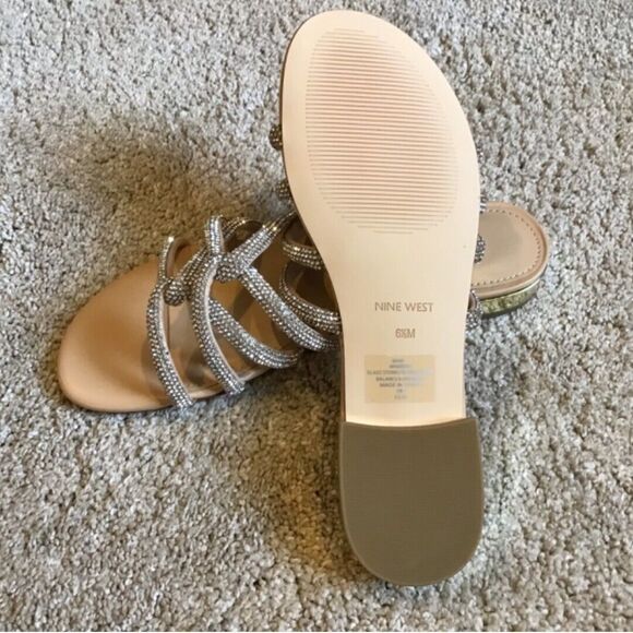 NINE WEST Iria5 Women's 6.5M Sandal Slip-on Blush Gold Wedding - Picture 2 of 7